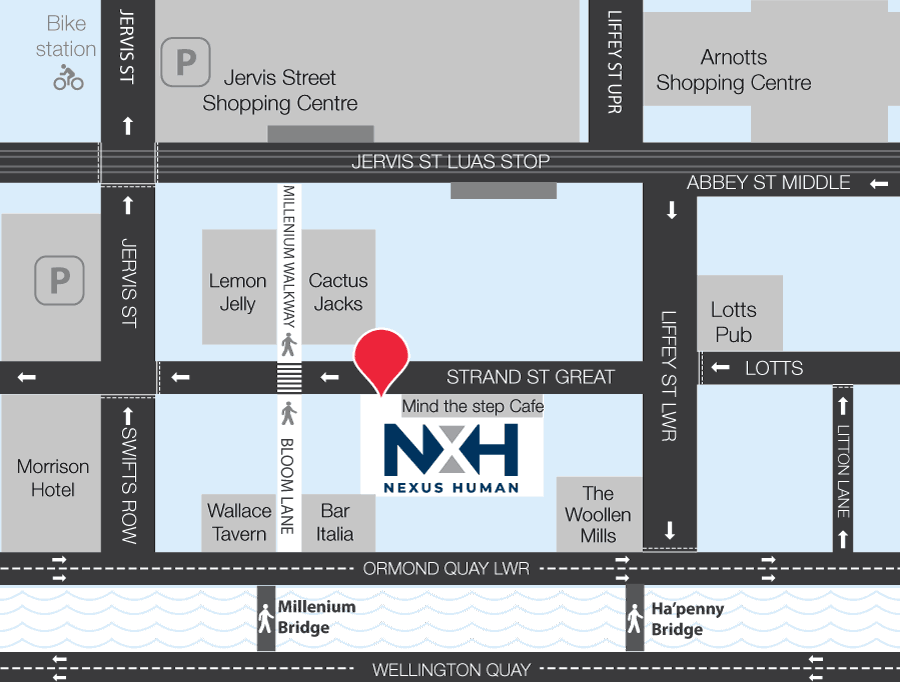 Map to Nexus Human Dublin, Strand street great