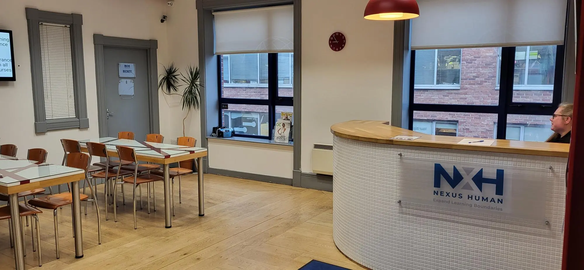 Reception area with well stocked kitchen